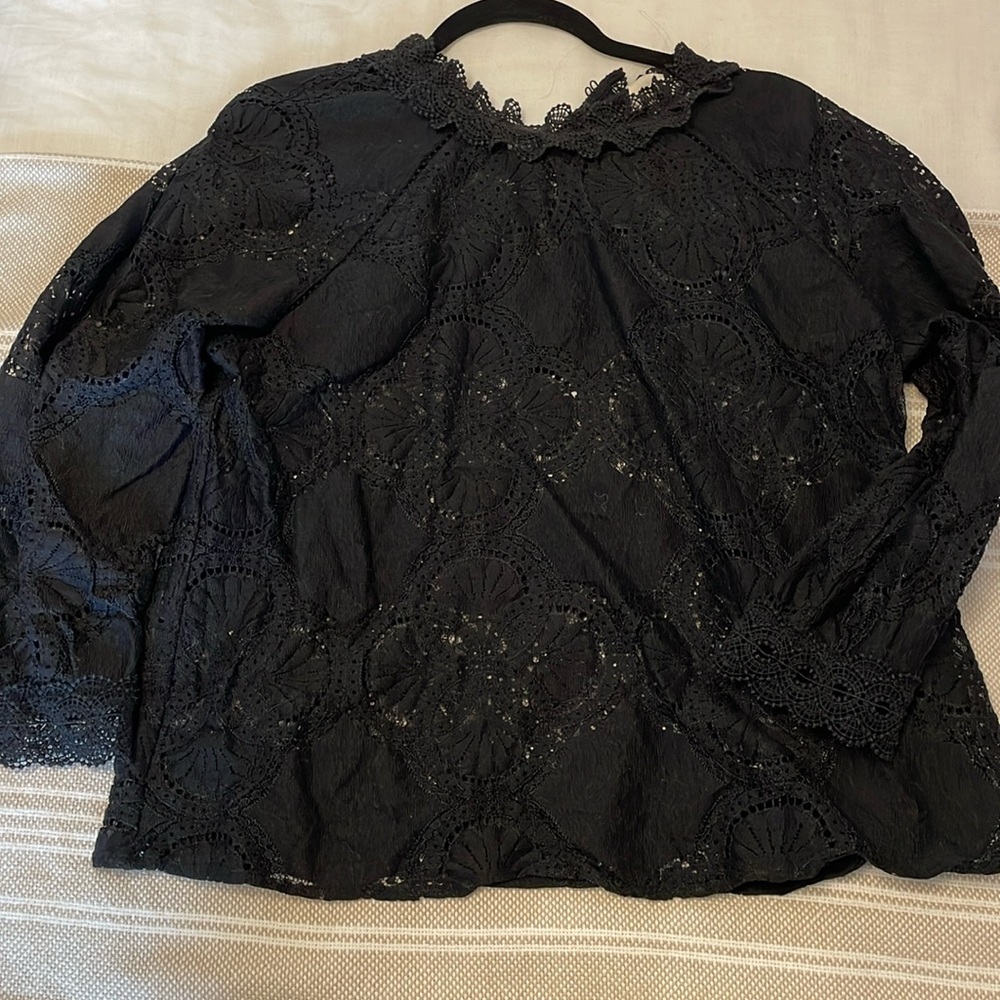 Sezane black lace top
